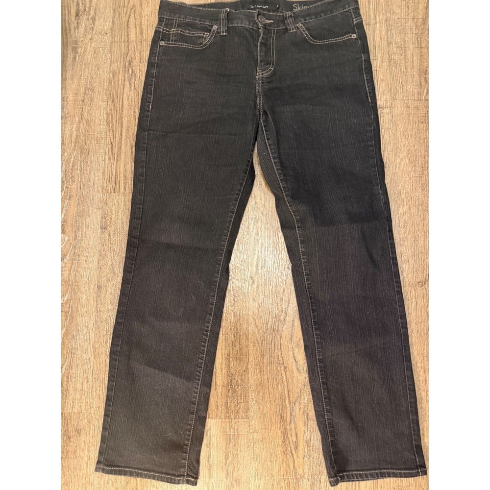 Calvin Klein Jeans Womens 12x31 Skinny Dark Wash Black Stretch Denim Pants
